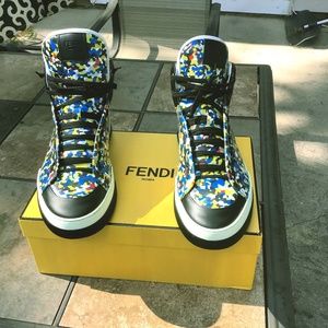 Authentic Fendi Roma Multicolor High Top Sneakers
